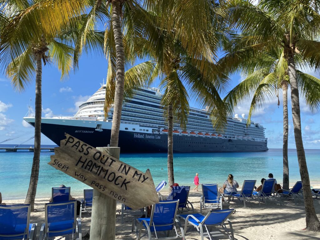 Cruise ship at beach port