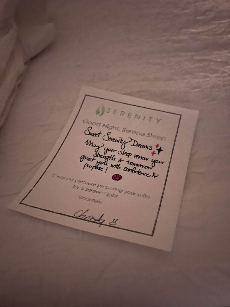 Serenity Coconut Bay St Lucia Turndown Note